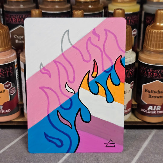 "Burning Bright" pride 2026 artist trading card/MTG card